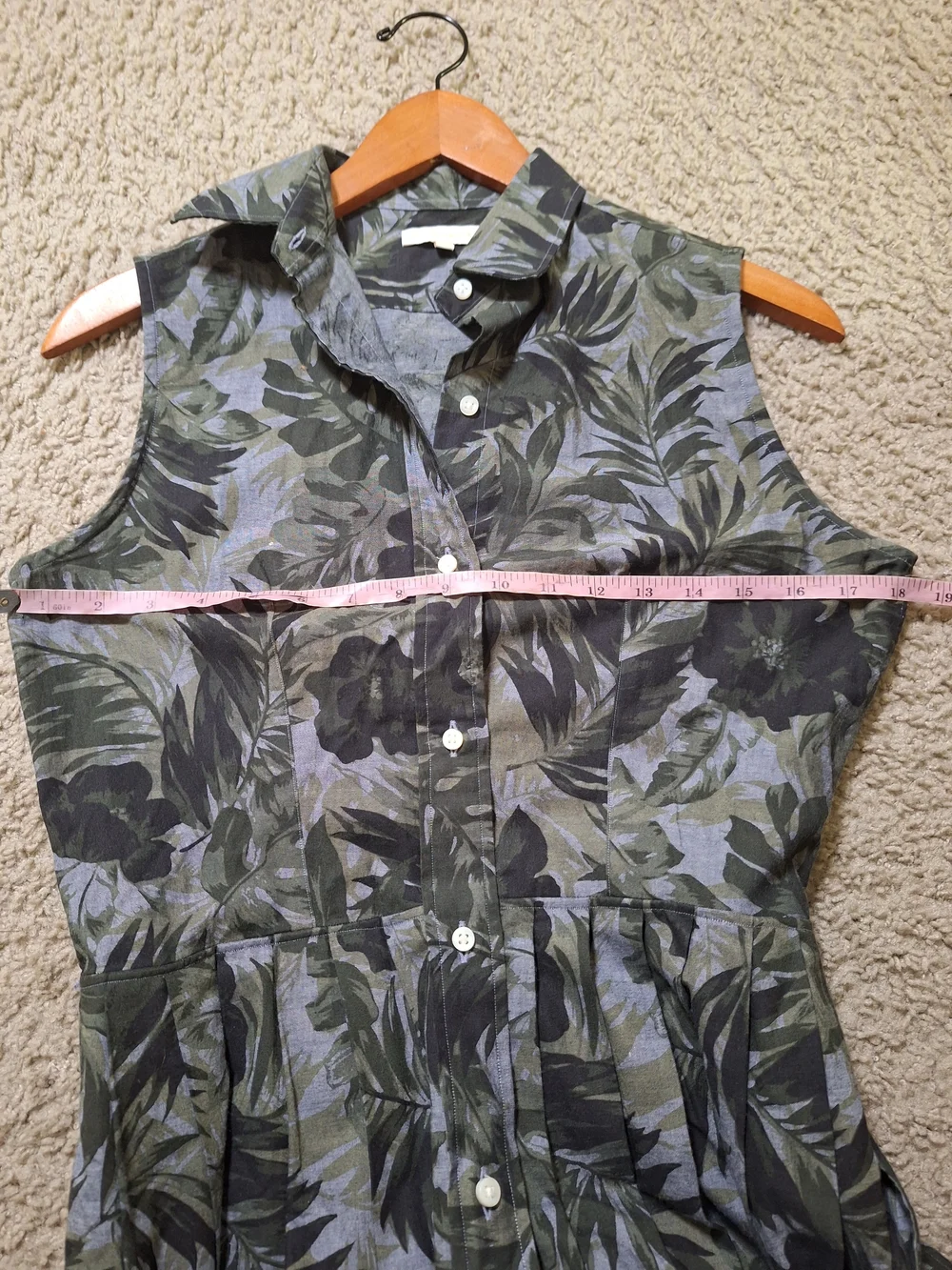 ANN MASHBURN Olive and Black Sleeveless Button-Front Midi Dress Size S - Picture 7 of 8